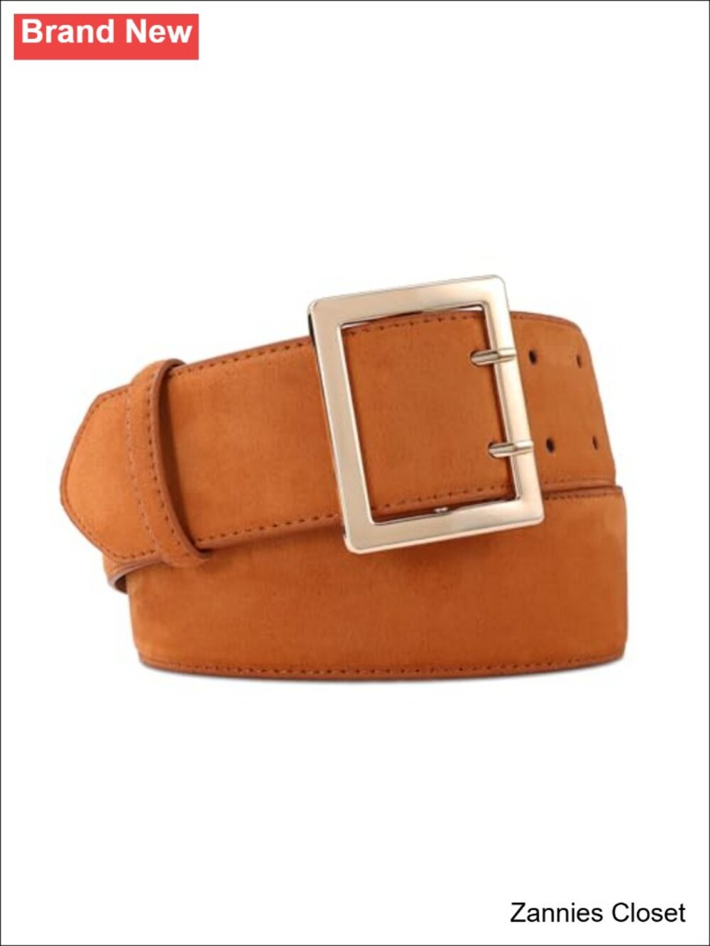 ✨ Wide Suede Belt With Gold Buckle Thick 2 Inch For Dresses